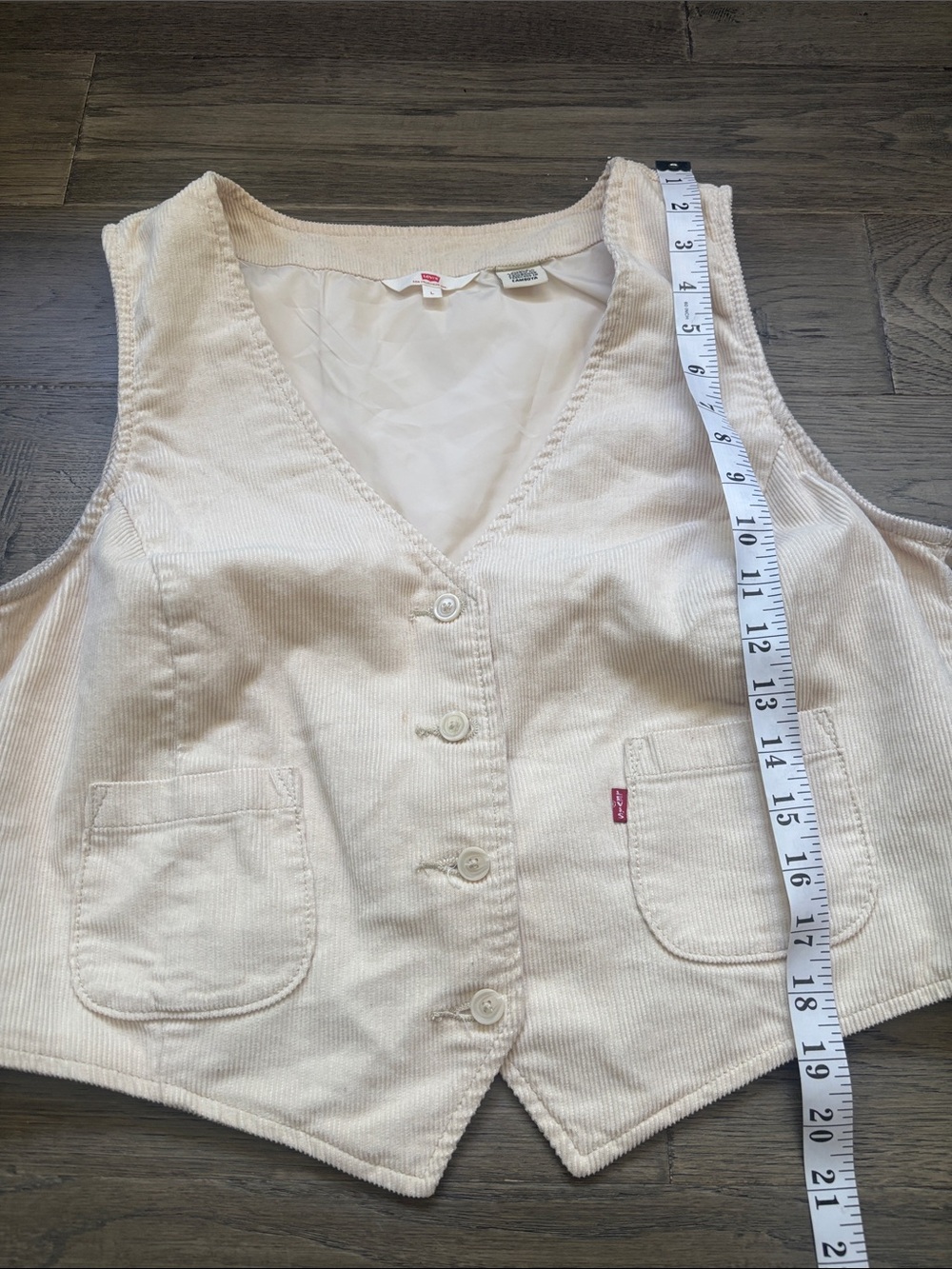 Levi's | Vintage Inspired Tailored Corduroy Vest in Ivory Cream Size Large - Picture 11 of 15
